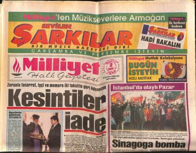 Milliyet Halk Gazetesi 2 Mart 1992 - Sinagoga Bomba , 100 Kişi Katliamdan Şans Eseri Kurtuldu GZ83437 - 1