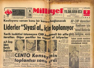 Milliyet Halk Gazetesi 2 Mayıs 1962 - CENTO Konseyinin Toplantısı Sona Erdi - Florya Dinlenme Evlerine Felçlilerin Alınması Kararlaştı GZ118190 - 1