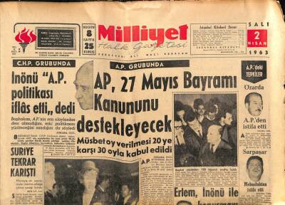Milliyet Halk Gazetesi 2 Nisan 1963 - Harpo Marx Şehrimizde - Suriye Tekrar Karıştı GZ92777 - 1