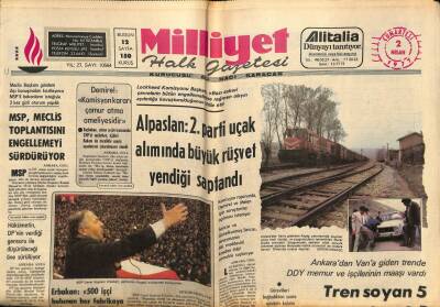 Milliyet Halk Gazetesi 2 Nisan 1977 - Alpaslan 2. Parti Uçak Alımında Büyük Rüşvet Yendiği Saptandı GZ92612 - 1