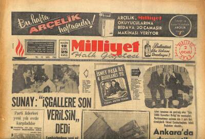 Milliyet Halk Gazetesi 2 Ocak 1969 - Sunay İşgallere Son Verilsin dedi GZ86319 - 1