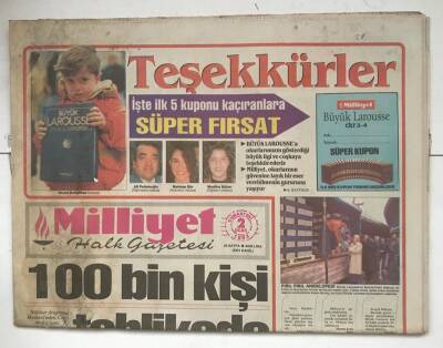 Milliyet Halk Gazetesi 2 Ocak 1993 - 100 Bin Kişi Tehlikede GZ8656 - 1