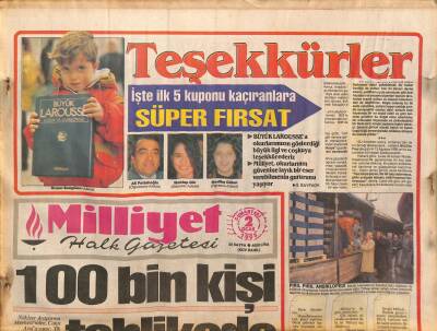 Milliyet Halk Gazetesi 2 Ocak 1993 - Sabancılar , ANAP Yolunda - Mehmet Akif Pirim Dünyalar Benim GZ127324 - 1