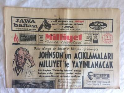 Milliyet Halk Gazetesi 2 Şubat 1969 - Johnsonun Açıklamaları Milliyette Yayınlanacak GZ73640 - 1