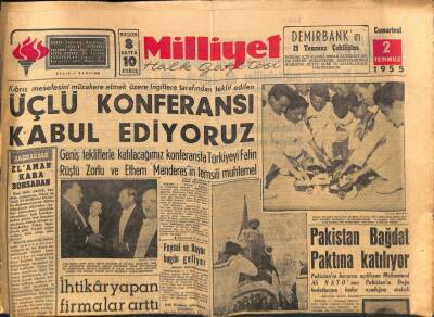 Milliyet Halk Gazetesi 2 Temmuz 1955 - Pakistan Bağdat Paktına Katılıyor GZ88807 - 1