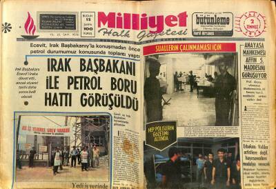 Milliyet Halk Gazetesi 2 Temmuz 1974 - Irak Başbakanı İle Petrol Boru Hattı Görüşüldü GZ118731 - 1