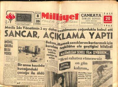 Milliyet Halk Gazetesi 20 Ağustos 1963 - Maximillan Schell Topkapı Sarayının Damında Yine Bir Gazeteci İle Çatıştı GZ81996 - 1