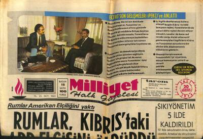 Milliyet Halk Gazetesi 20 Ağustos 1974 - Rumlar Amerikan Elçiliğini Yaktı GZ79061 - 1