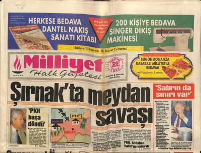 Milliyet Halk Gazetesi 20 Ağustos 1992 - Orgeneral Üruğa Suikast Önlendi GZ62796 - 2