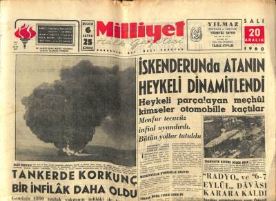Milliyet Halk Gazetesi 20 Aralık 1960 - Dünyanın En Büyük Uçak Gemisi Yanıyor GZ74485 - 1