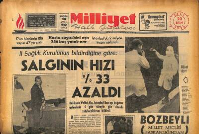 Milliyet Halk Gazetesi 20 Ekim 1970 - İl Sağlık Kurulunun Bildirdiğine Göre Salgının Hızı %33 Azaldı GZ86854 - 1