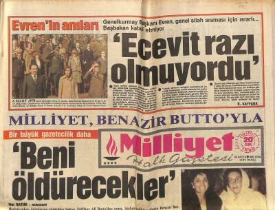 Milliyet Halk Gazetesi 20 Ekim 1990 - Genelkurmay Başkanı Evren , Genel Silah Araması İçin Israrlı GZ118810 - 1