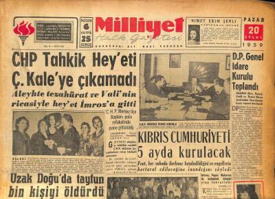 Milliyet Halk Gazetesi 20 Eylül 1959 - Uzak Doğuda Tayfun Bin Kişiyi Öldürdü GZ86825 - 1