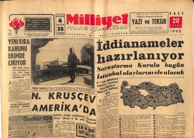 Milliyet Halk Gazetesi 20 Eylül 1960 - N. Kruşçef Amerikada GZ81114 - 1