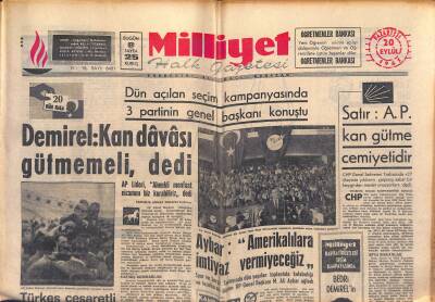 Milliyet Halk Gazetesi 20 Eylül 1965 - Cumhurbaşkanı Gürsel İkizler İle Görüştü - Türkeş Cesaretli Mücadele İstedi GZ118333 - 1
