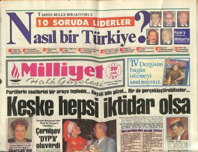 Milliyet Halk Gazetesi 20 Eylül 1991 - Iraka Petrol Satış İzni - SHP TVsi Herkese Açık GZ118515 - 1