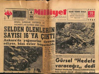Milliyet Halk Gazetesi 20 Haziran 1961 - Ankarada Yağmurlar Devam Ediyor , Bazı Evler Boşaltıldı GZ92775 - 1