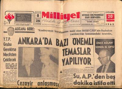 Milliyet Halk Gazetesi 20 Haziran 1962 - Cezayir Anlaşması Hadiseleri Önlemedi GZ118778 - 1