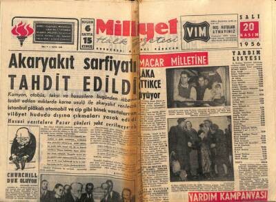 Milliyet Halk Gazetesi 20 Kasım 1956 - Mısır Rusyadan Yardım Talep Edecek GZ88722 - 1
