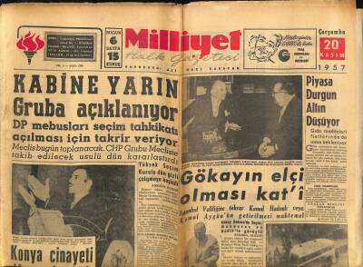 Milliyet Halk Gazetesi 20 Kasım 1957 - Hirfanlı Barajına Su Toplanmaya Başladı - Boğaz Köprüsü İçin Yol Açılıyor GZ117829 - 1