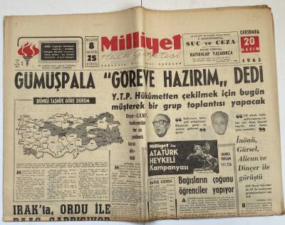 Milliyet Halk Gazetesi 20 Kasım 1963 - Gazanfer Bilge Tevkif Edildi GZ60271 - 1