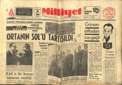 Milliyet Halk Gazetesi 20 Kasım 1965 - Gürsan İstifadan Vazgeçti - Gürsan Ve Üzüm Meselesi GZ117998 - 1