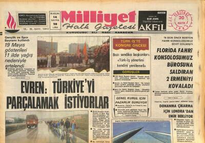 Milliyet Halk Gazetesi 20 Mayıs 1982 - Evren Türkiyeyi Parçalamak İstiyorlar - Dalamana İlk Seferi Yapan Pilota Emel Sayın Plaket Verdi GZ126267 - 1