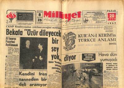 Milliyet Halk Gazetesi 20 Ocak 1963 - Türkeş Dönünce Köy Köy Dolaşacağım dedi GZ79246 - 1