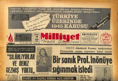 Milliyet Halk Gazetesi 20 Ocak 1971 -O.D.T.Ü. Akademik Konseyi Jandarmanın Üniversitede Arama Yapmasını Kabul Etmedi GZ86505 - 1