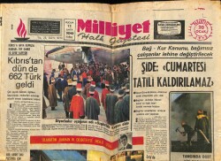 Milliyet Halk Gazetesi 20 Ocak 1975 - Kıbrısa Hava Köprüsü Kurduk - 1