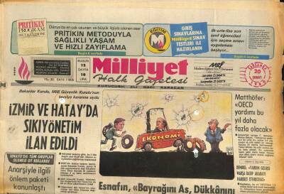 Milliyet Halk Gazetesi 20 Şubat 1980 - İzmir Ve Hatayda Sıkıyönetim İlan Edildi GZ86335 - 1