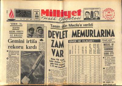 Milliyet Halk Gazetesi 20 Temmuz 1966 - Fransa , İkinci Atom Bombasını Patlattı - Devlet Memurlarına Zam Var GZ118426 - 1