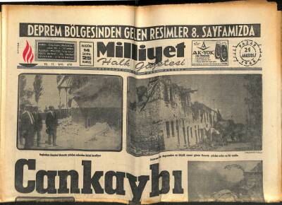 Milliyet Halk Gazetesi 21 Ağustos 1966 - Erzurumda Hınısta Meydana Gelen Depremde Cankaybı 3 Bine Yükseldi GZ121510 - 1