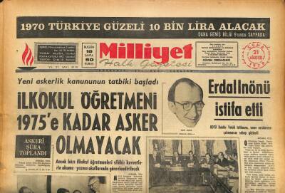 Milliyet Halk Gazetesi 21 Ağustos 1970 - Erdal İnönü İstifa Etti GZ87069 - 1