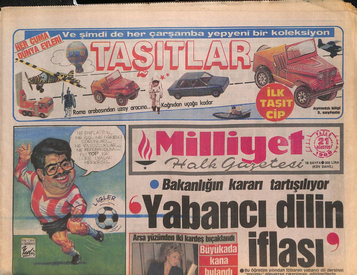 Milliyet Halk Gazetesi 21 Ağustos 1988 - Altay Öldü Öldü Dirildi - Ziya-Ül-Hak'a Görkemli Tören GZ133136 - 1