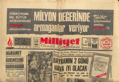 Milliyet Halk Gazetesi 21 Aralık 1968 - Hükümet Ödemeleri Durdurdu GZ117698 - 1
