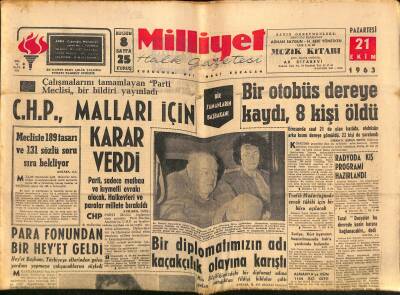 Milliyet Halk Gazetesi 21 Ekim 1963 - Suriye , Kürt İsyanının Bastırılmasında Iraka Yardımda Bulundu GZ118534 - 1