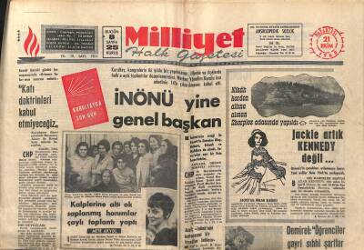Milliyet Halk Gazetesi 21 Ekim 1968 - De Gaulleler Türk Berber Kullanacak - İnönü Yine Genel Başkan GZ118753 - 1
