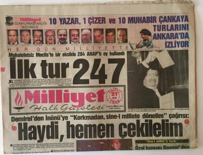 Milliyet Halk Gazetesi 21 Ekim 1989 - Cumhurbaşakanlığı Seçiminde İlk Tur İlk Tur 247 GZ16171 - 1