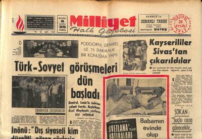 Milliyet Halk Gazetesi 21 Eylül 1967 - Türk-Sovyet Görüşmeleri Dün Başladı GZ88570 - 1
