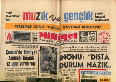 Milliyet Halk Gazetesi 21 Eylül 1968 - Çumrada Emniyet Amirliği Basıldı 12 Ağır Yaralı Var GZ118294 - 1