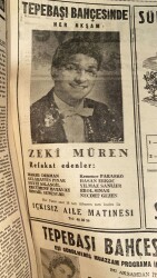 Milliyet Halk Gazetesi 21 Haziran 1958 - Tepebaşı Bahçesi Zeki Müren Reklamı GZ88798 - 2