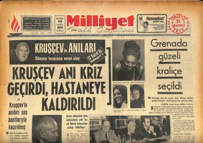 Milliyet Halk Gazetesi 21 Kasım 1970 - Kruşçev Ani Kriz Geçirdi , Hastaneye Kaldırıldı GZ86636 - 1