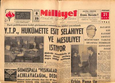 Milliyet Halk Gazetesi 21 Mart 1963 - Yıldırım Önal Sahneye Çıkmayınca Görevine Son Verildi GZ91722 - 1