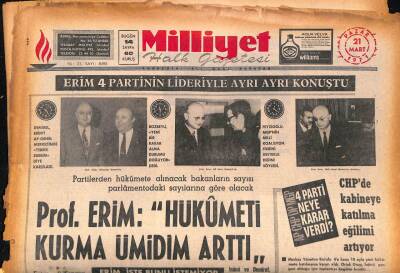 Milliyet Halk Gazetesi 21 Mart 1971 - Yazar Falih Rıfkı Atay Öldü GZ86955 - 1