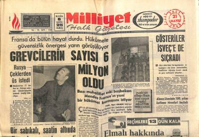 Milliyet Halk Gazetesi 21 Mayıs 1968 - TÖS Kongresinde Kavga Çıktı - Yılmaz Güney , Asker Kaçağı Olarak Tutuldu GZ118574 - 1
