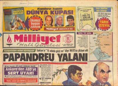 Milliyet Halk Gazetesi 21 Mayıs 1986 - ABD Yardımı Tehlikede - Papandreu Yalanı - Emlak Vergisi Uzatılıyor GZ126821 - 1