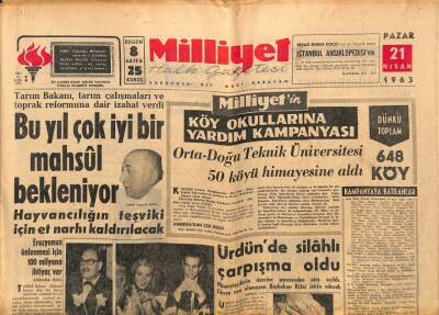Milliyet Halk Gazetesi 21 Nisan 1963 - Orta-Doğu Teknik Üniversitesi 50 Köyü Himayesine Aldı GZ92748 - 1