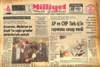 Milliyet Halk Gazetesi 21 Nisan 1977 - Erzurum , Malatya Ve Uşakta Sağcı Gruplar Birbirleriyle Çatıştı GZ85745 - 1