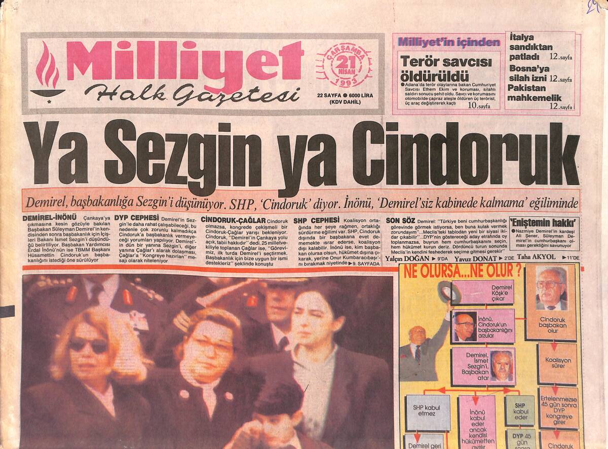 Milliyet Halk Gazetesi 21 Nisan 1993 - Beşiktaş'ın Kader Haftaları - ABD'nin Ayıbı GZ153409 - 1